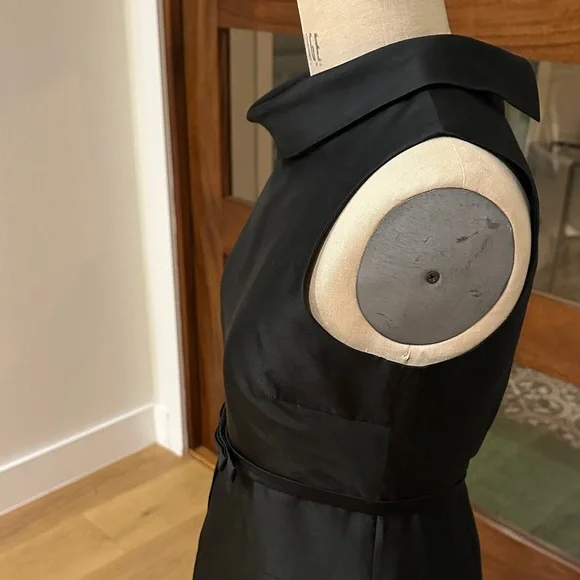 Kate Spade Silk Black Midi Dress with cowl neck and Bow waist detail - Picture 3 of 13